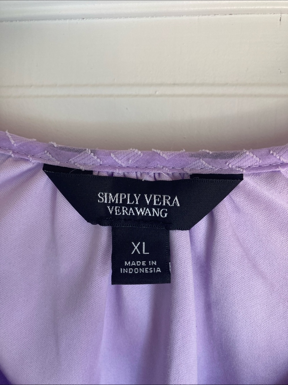 Simply Vera Vera Wang Lavender Textured Peasant Blouse with Smocking - Picture 2 of 7